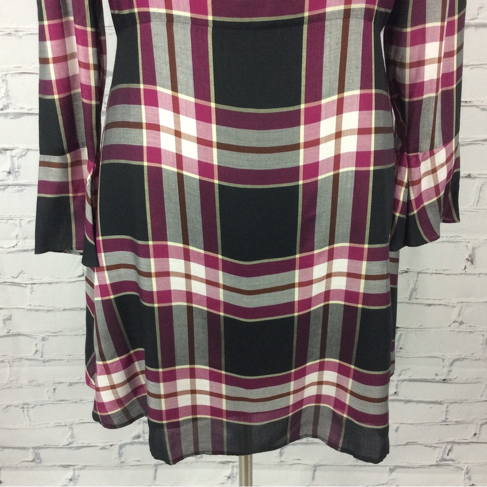 Loft Plaid Tie Back Dress, Size 12 - Picture 6 of 14